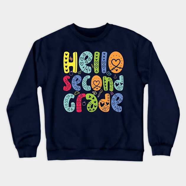 Hello second grade 2 Grade Team Back To School Teacher Kid Crewneck Sweatshirt by Gaming champion